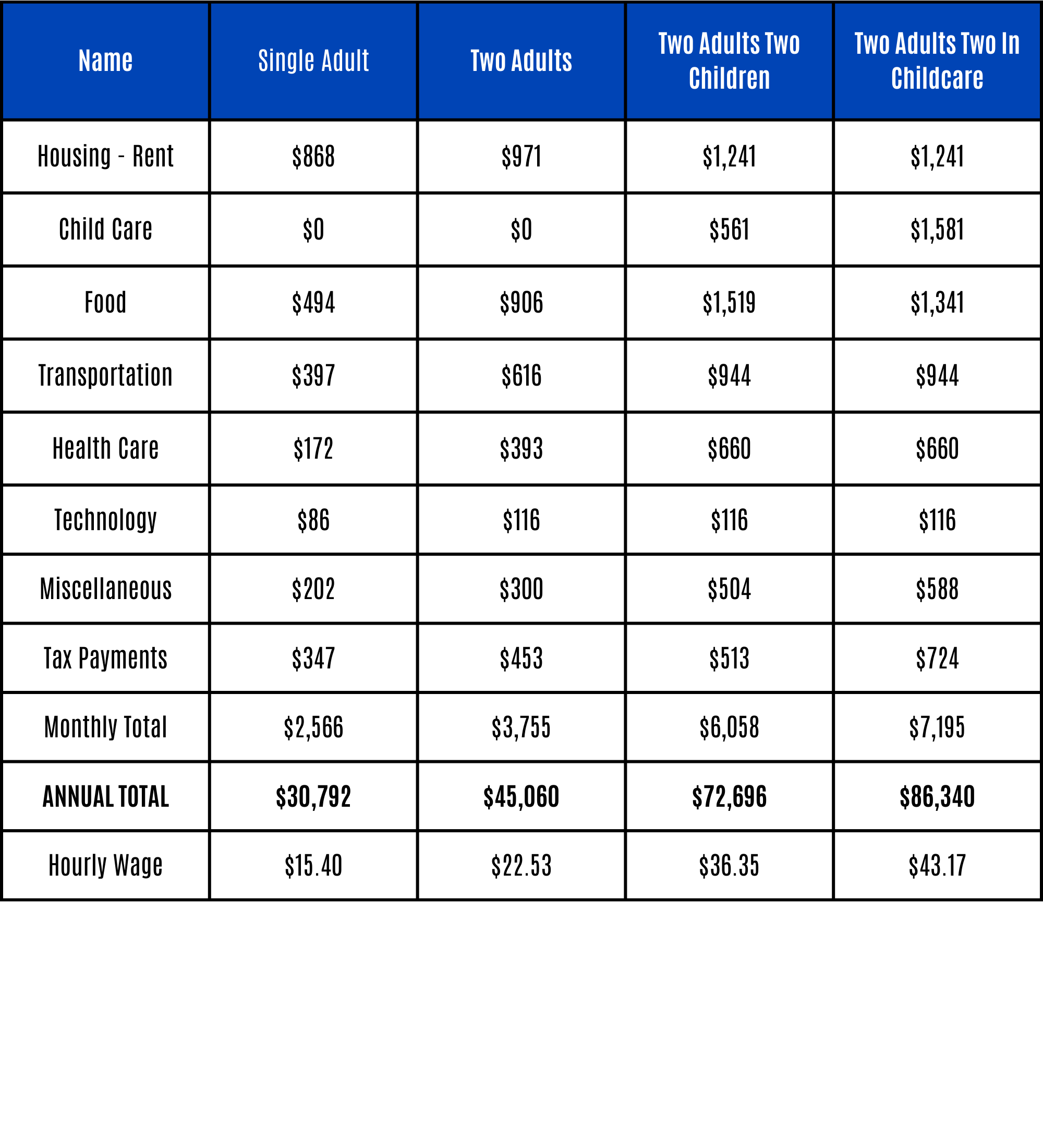 York County ALICE Survival Budget 2023