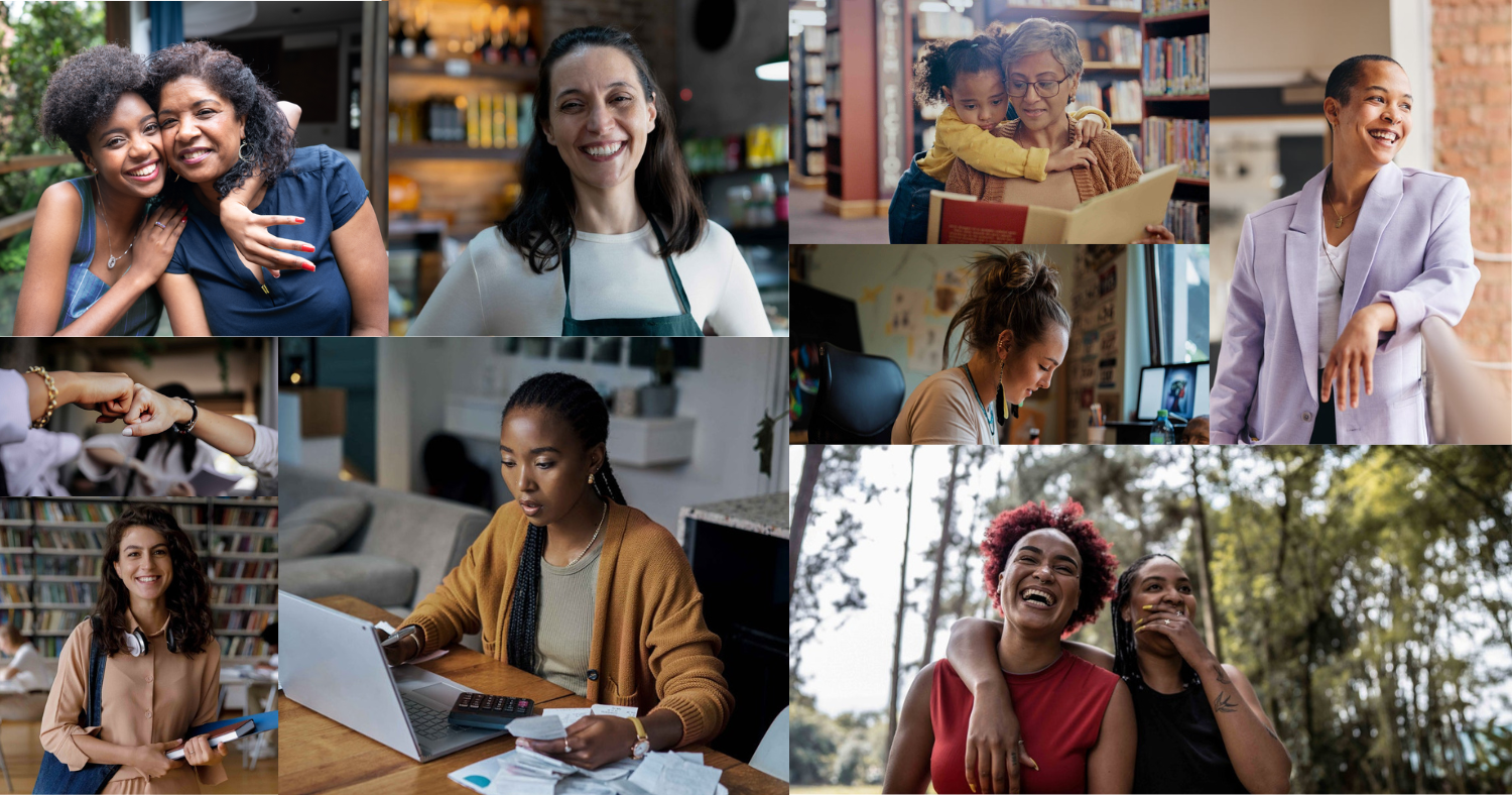 Collage of happy women smiling.